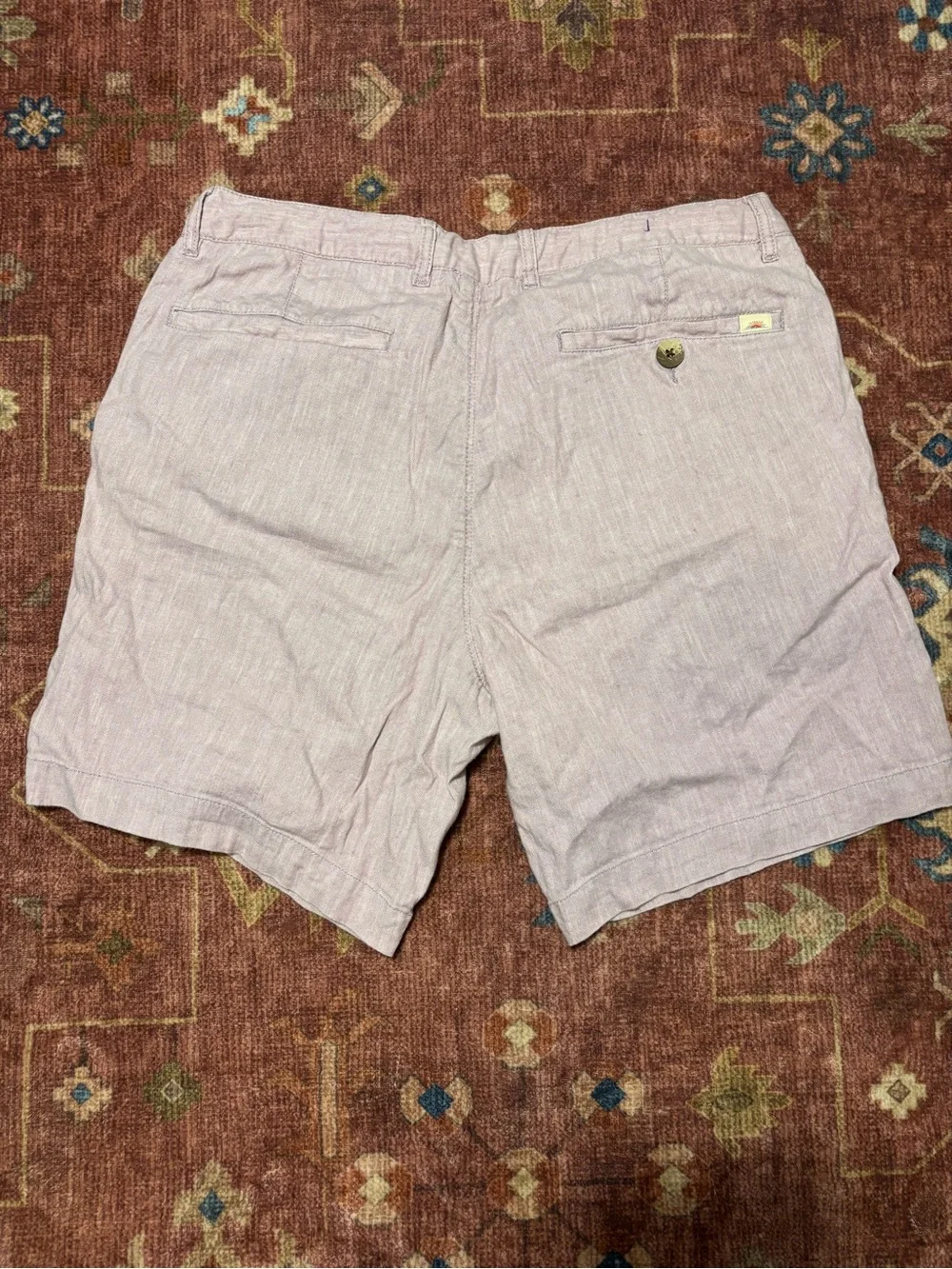 Faherty Men's Pink cotton 6 in Chino Shorts Chambray Flat Front Slash Pockets